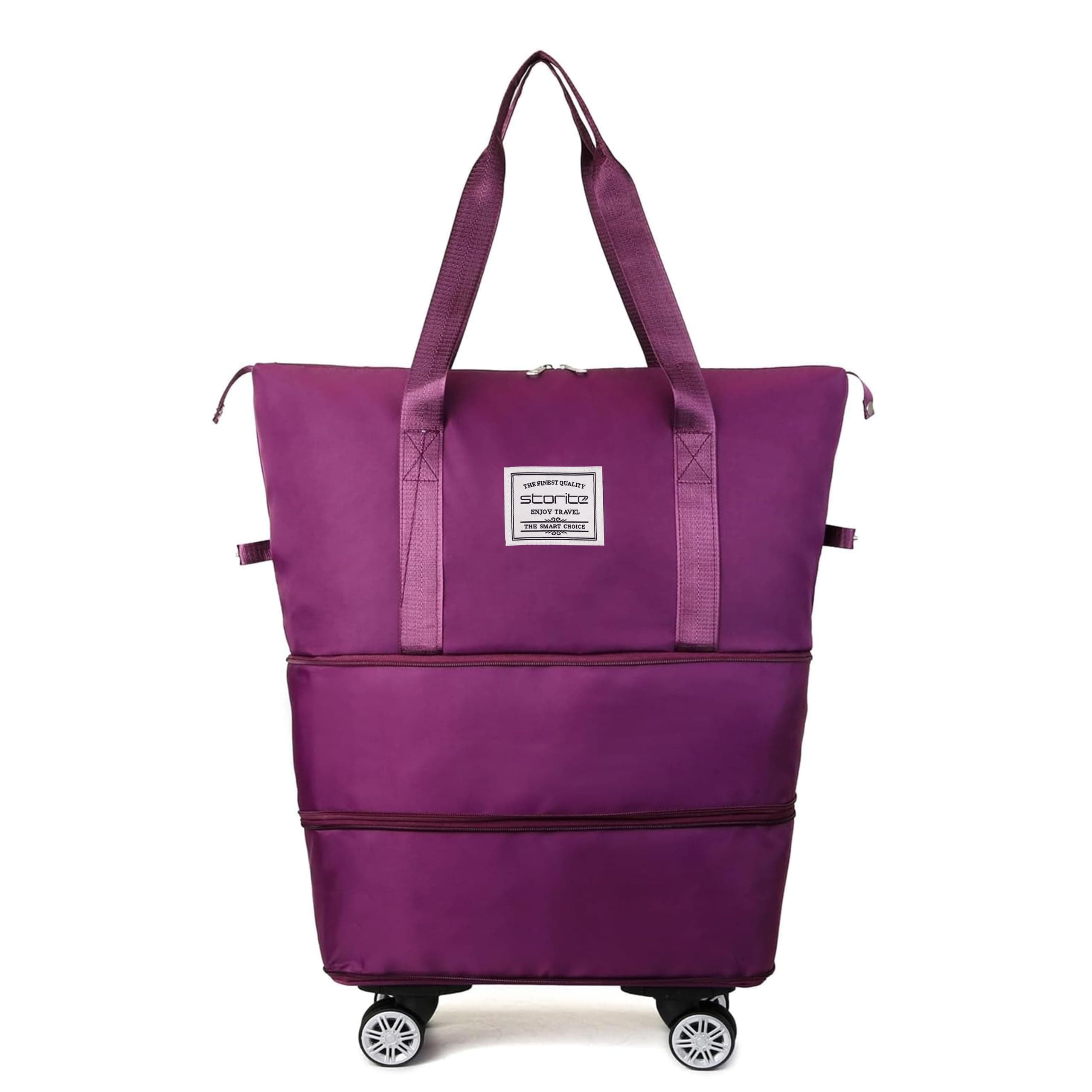 Livello Wheel Bags for Travel Luggage Carry on Duffel Bag, Expandable Foldable Luggage Bag, Dry and Wet Separation Rolling Bag, Travel Totes for Women & Men (1Pcs)(Maroon)