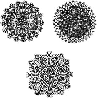 YouBella Jewellery Afghani Oxidised Silver Plated Combo of 3 Rings for Women and Girls (Adjustable Size)