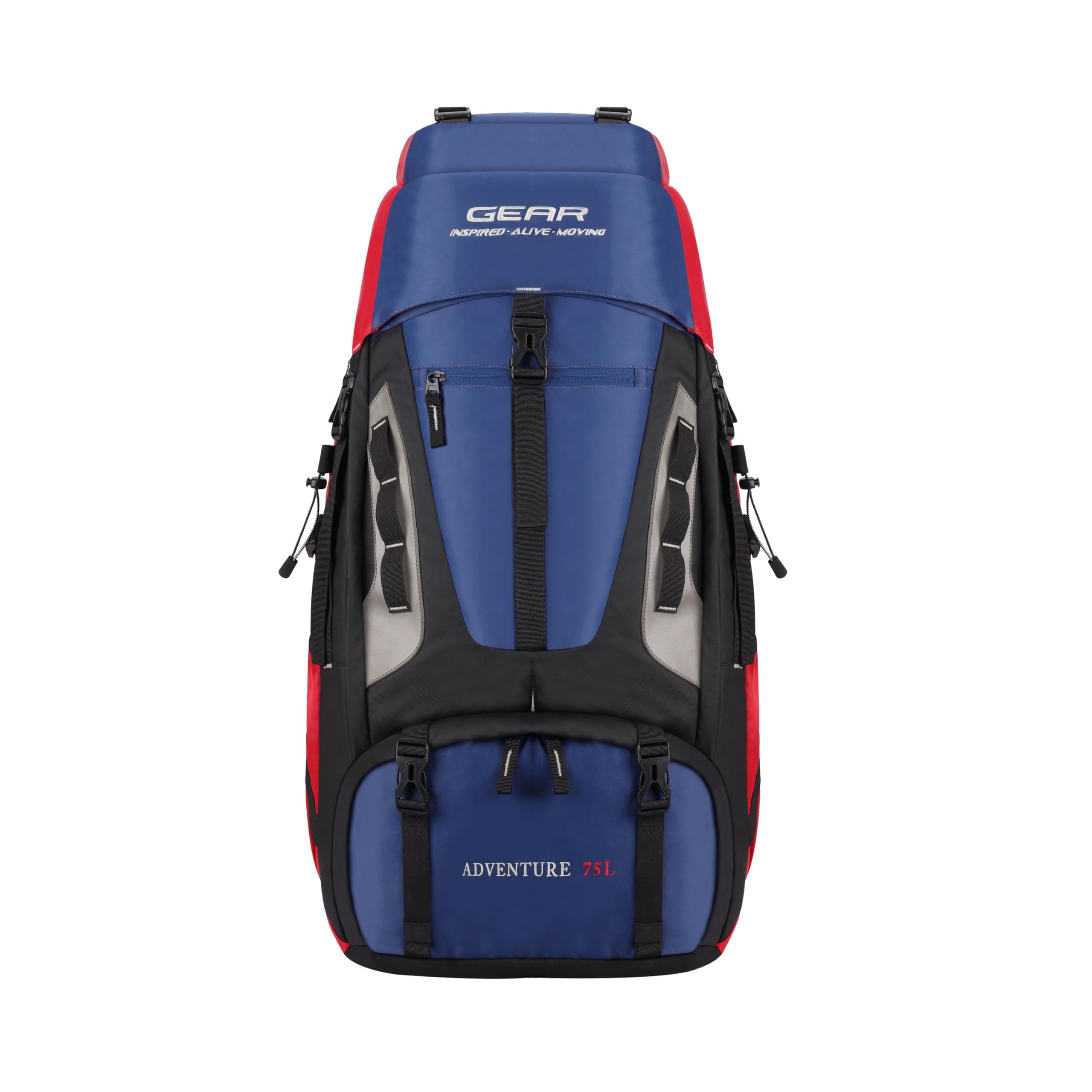 Gear Adventure 75L Extra Large Water Resistant Rucksack/Travel bag/For Men & Women(Navy - Red)