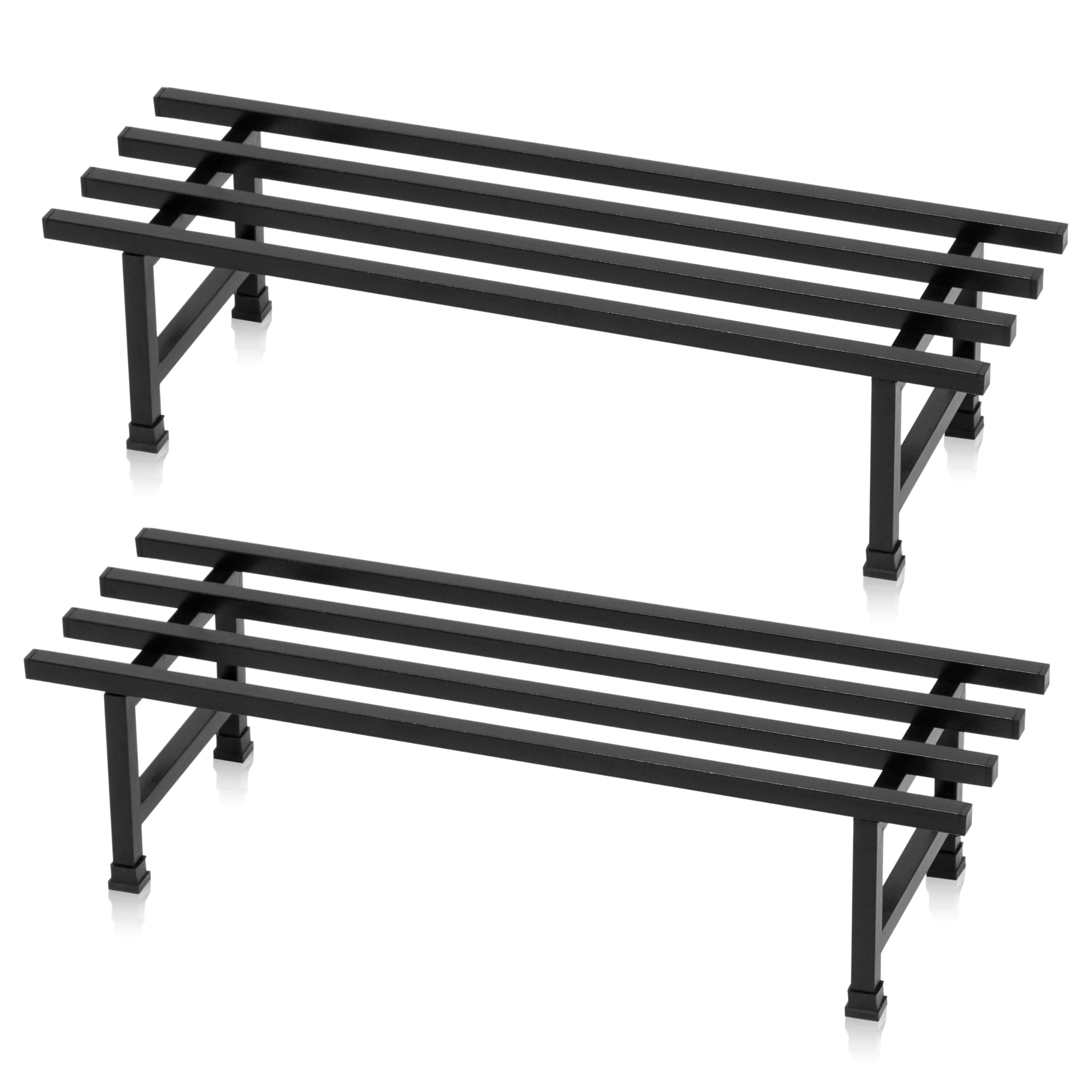 Livzing Rectangle Plant Stand (Black - Set of 2) Metal Flower Pot Stands for Home Decor, Indoor, Outdoor Planter Stand for Garden, Balcony, Patio, Living Room