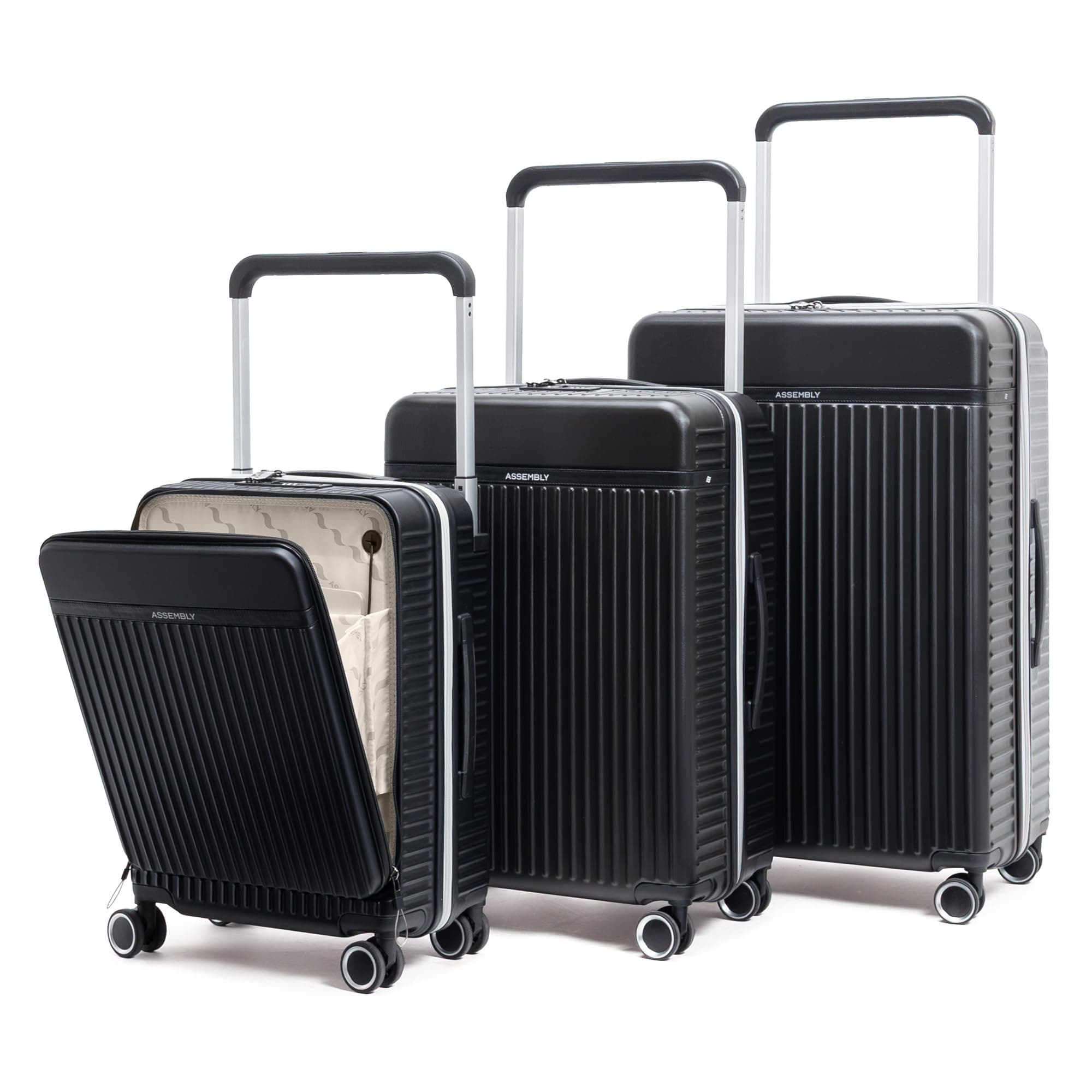 Assembly Rover Pro Trolley Bag Set of 3 20, 24, 28 Inch Hard Shell Polycarbonate Luggage Set with Laptop Compartment Wide Trolley Design with