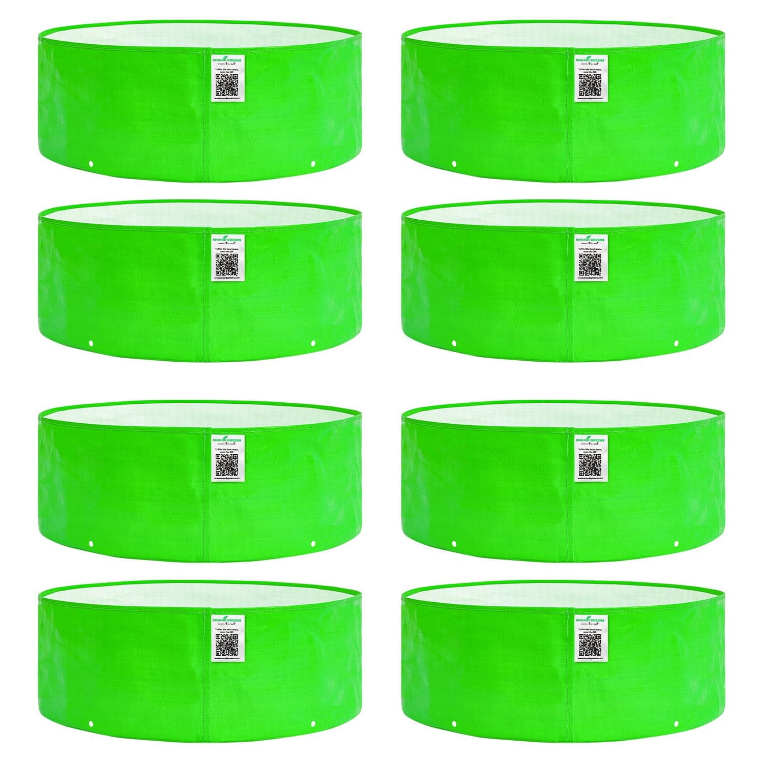 Anandi Green's HDPE Uv Protected 260 GSM Round Green Colour Plants Grow Bags Suitable for Terrace and Vegetable Gardening Size 18x6 Inch Pack of 8