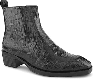 Big Fox Men’s Croc-Texture Cuban Boots | Premium Ankle-Length Fashion Boots | Stylish, Durable & Comfortable