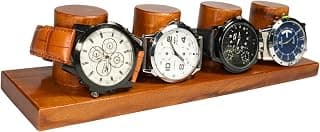 BRIXIE STORE & CO BRIXIE Store & COᵀᴹ Wooden Watches Stand for Four Watch Storage Gifts for Men & Dad Watch Holder, Anniversary, case, display, Handcrafted Organizer for Jewellery,Luxury Sheesham Premium Brown 4 slot