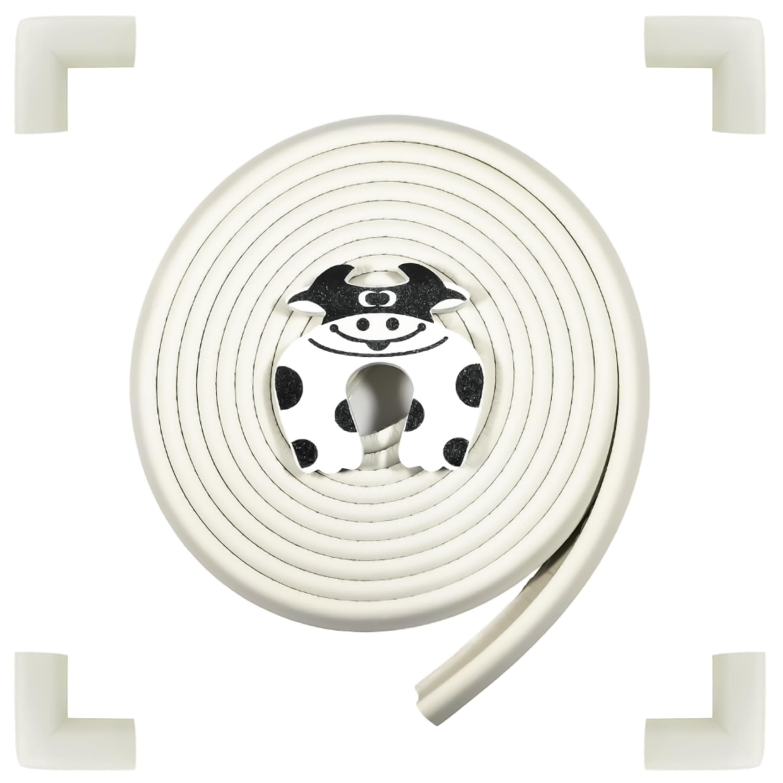 Livzing Baby Proofing 6 Meter Edge Protector for Kids, Furniture Edge and Corner Guard - Finger Pinch Door Guard for Kids Safety, Corner Protector for Sharp Edges, 20 Ft Rubber Guard for Baby - White