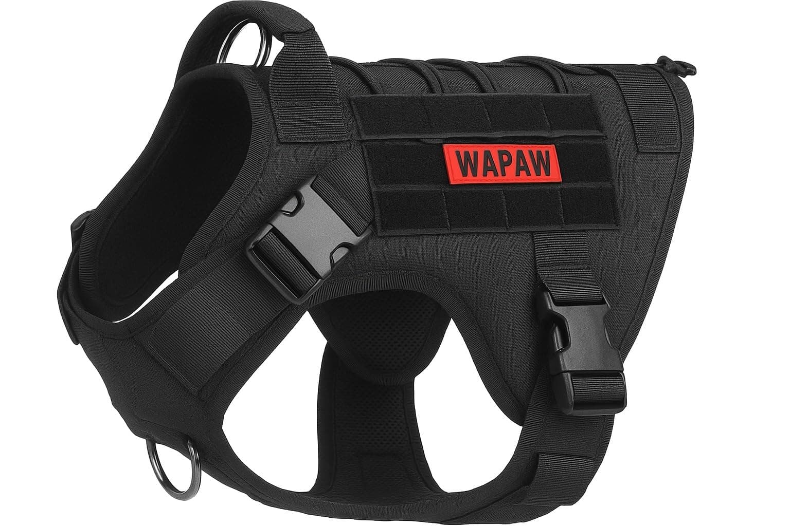 WapaW Tactical Dog Harness No-Pull Pet Harness Adjustable Outdoor Pet Vest Military Standard Material Vest for Dogs Easy Control Dog Belt for Medium Large Dogs (Medium, Tactical Black)