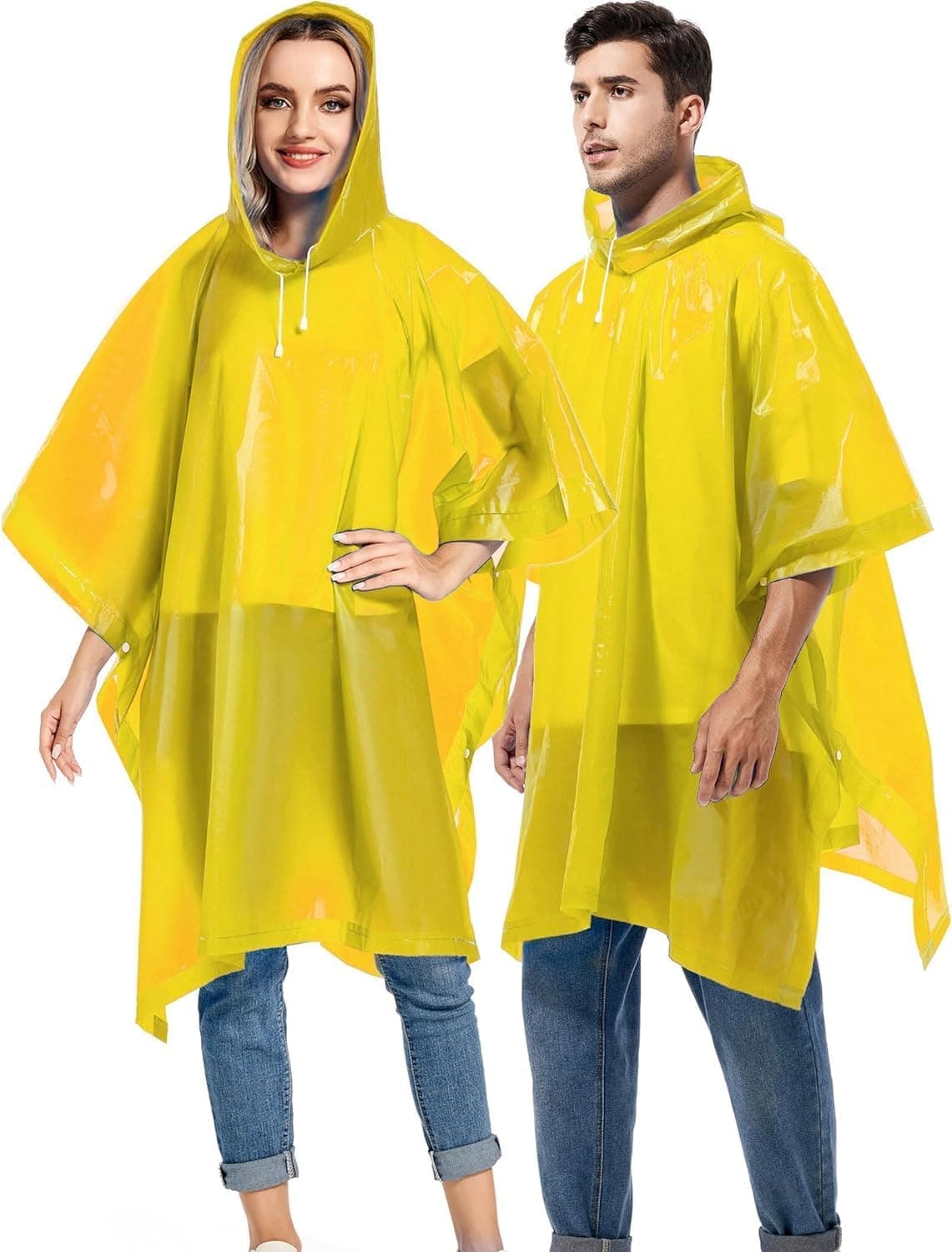 HACER EVA Waterproof Raincoat Transparent Hooded Poncho Rain Jacket with Sleeves for Women Men Camping Rainy Season Travel (Color-Yellow)