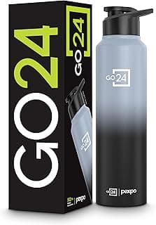 Water Bottle 1 ltr Stainless Steel Sports/Fridge Bottle with Sipper Cap | 1-Year Warranty | Single Wall | For Home, Office, Gym | Lightweight | Craft Pro 950ml | Grey - Black Ombre