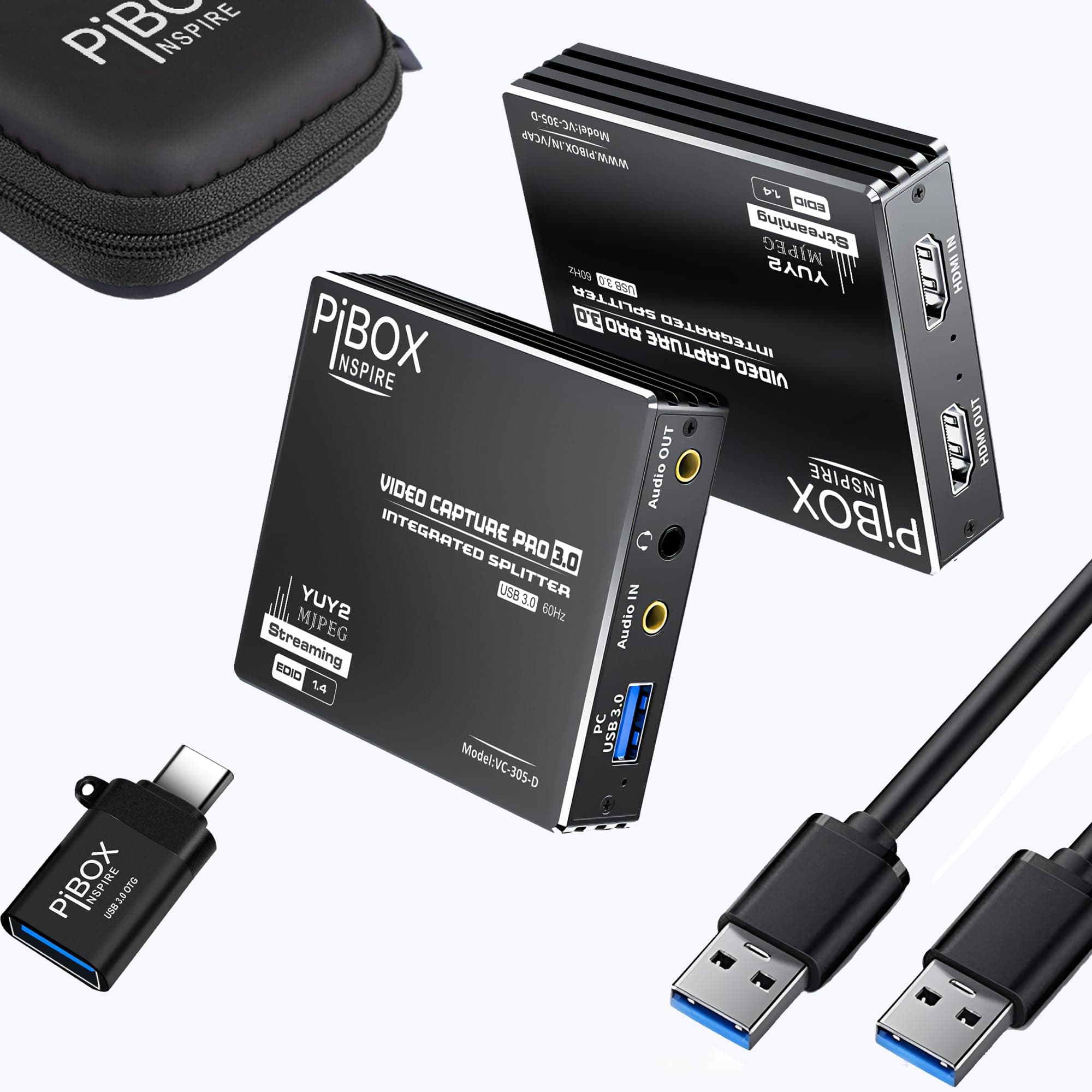 PiBox India 4K HDMI Video Capture Card Device PRO for Streaming, Full HD 1080P 60FPS, 4K USB3.0 HDMI to USBC, Mic, Audio in Out, 1080P60 Gaming Live Streaming.