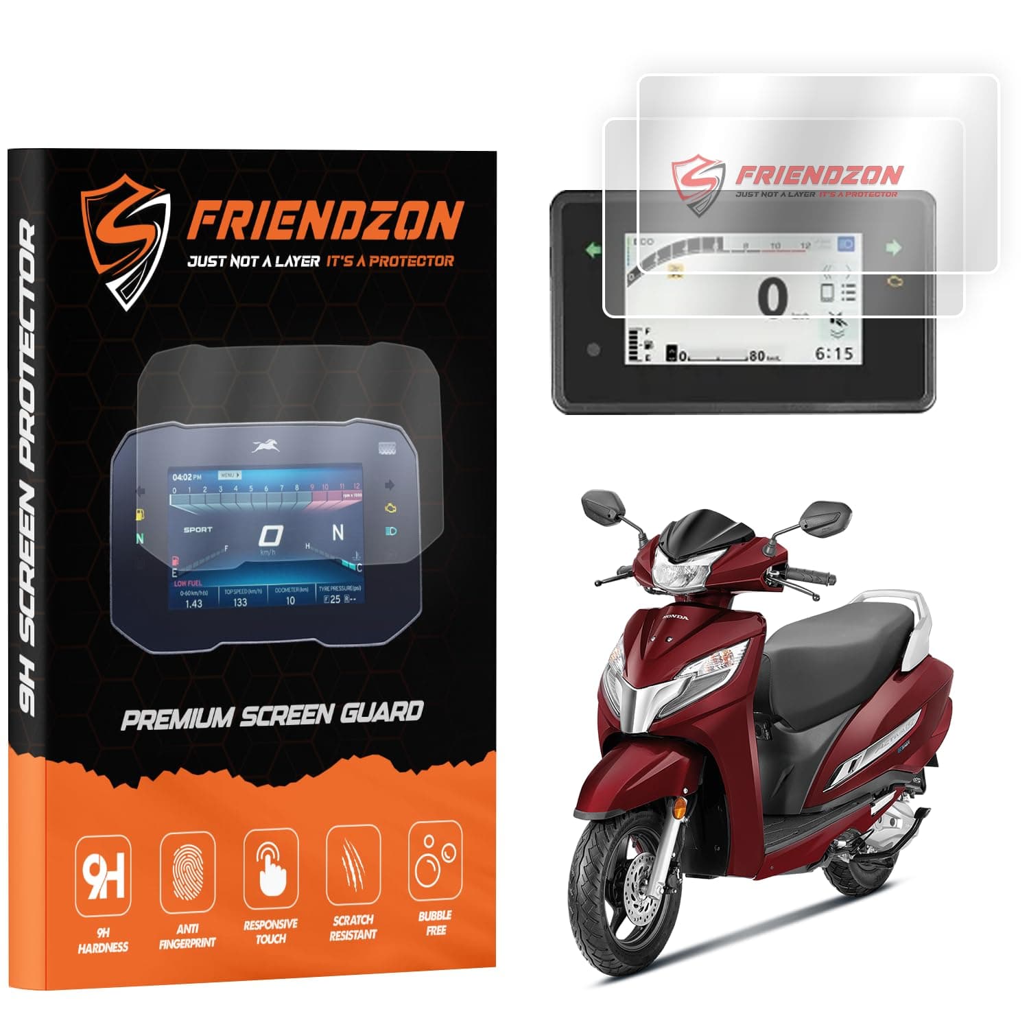 FriendZon Screen Guard For HONDA Activa 125 2025 || Anti Scratch || Water Resistant || HD Clear || TFT Instrument Cluster Protector || Honda 2025 Accessory [Not Tempered Glass] (Pack of 2)