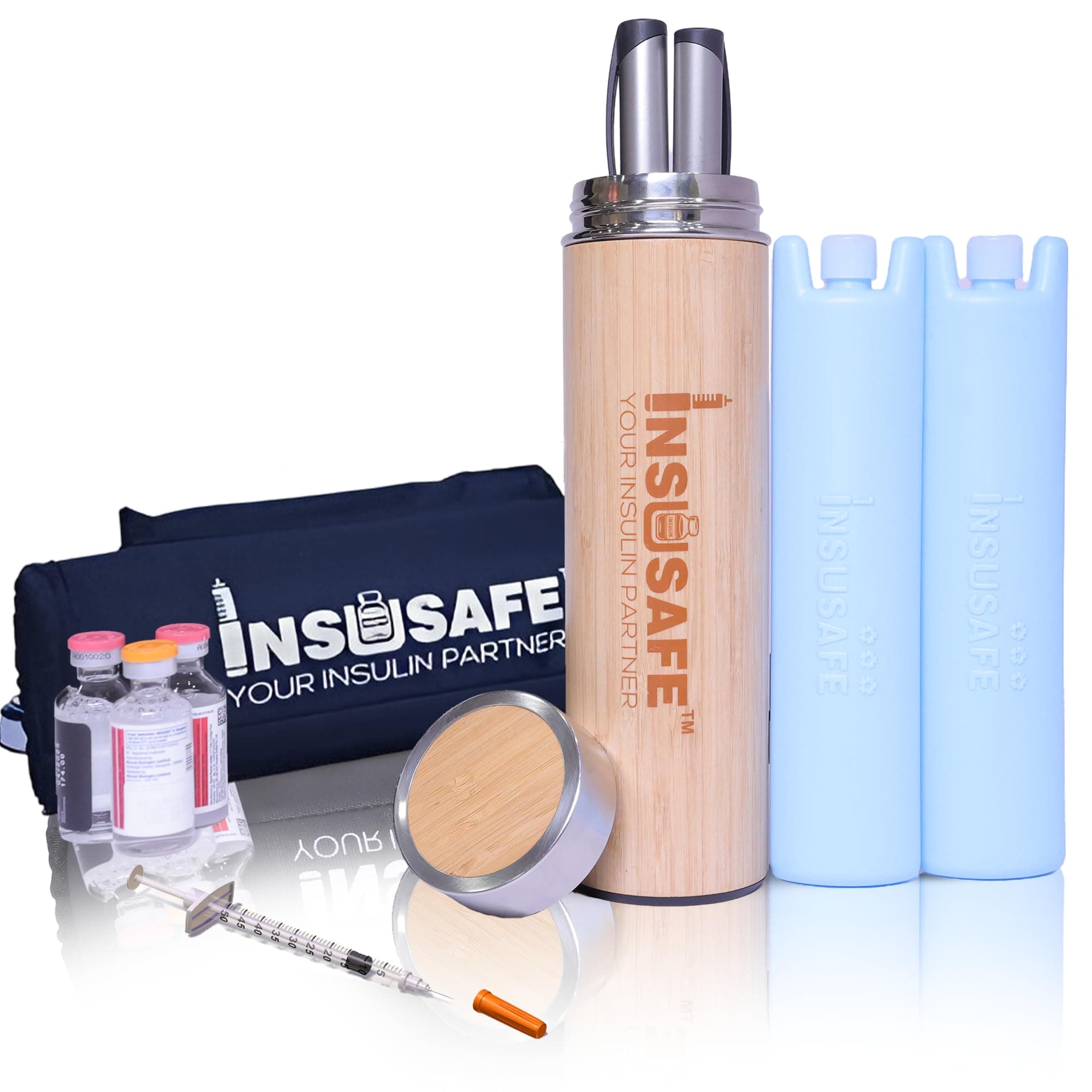 Insusafe® Insulin Travel Case | Cooler for Bottles, Vials & Pens | 24-36 Hour Cooling Bag with 2 Biogel Ice Packs | TSA Approved Insulin Cooling Case for Diabetic Medicine Travelling (Color - Blue)
