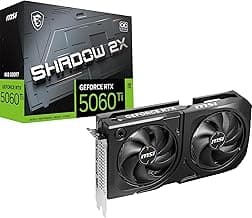 MSI GeForce RTX 5060 Ti 8G Shadow 2X OC Plus Graphic Card - NVIDIA GeForce RTX 5060 Ti GPU, 8GB GDDR7 128-bit Memory, 28 Gbps, PCI Express Gen 5 x16 Interface, Upto 2602 MHz, STORMFORCE Fan