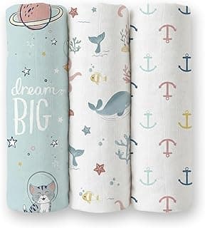 haus & kinder 100% Cotton Muslin Swaddle Wrap for New Born Baby | Pack of 3 (100×100 cm) | Baby Blanket & Swaddles for Newborn | Oasis Collection