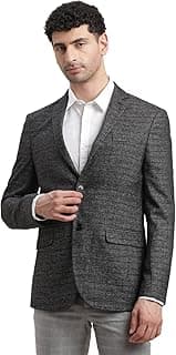 Turtle Men Knitted Notch Lapel Collar Charcoal Grey Single Breasted Casual Blazer