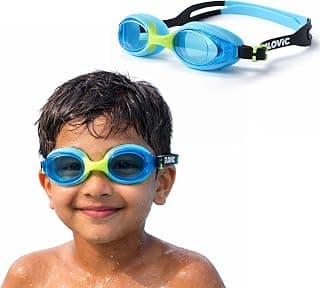 SLOVIC Swimming Goggles for Kids 10-14 Years with Silicon Nose Bridge | Accessories for Kids | Anti-Fog & UV Protected Goggles for Kid | Swimming Glasses for Kid with Adjustable Straps | Blue