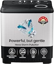 Samsung 10.5 kg, 5 star, Semi-Automatic Top Load Washing Machine (WT10C4260GG/TL, Air Turbo Drying, Light Gray,)