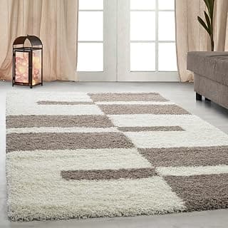 Super Ultra Soft Shaggy | Handcrafted Design | Silk Touch Feel | Living Room Bedroom Decor | Cotton Blend |Dark Beige |Feet-10/14
