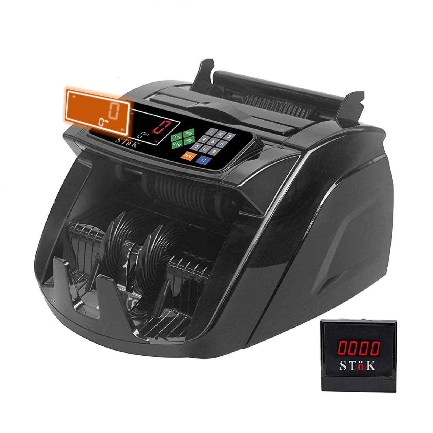 STöK (ST-MC05) Fully Automatic Note Counting Machine, can Count INR or USD, with Fake Currency Detection Feature for INR and Comes with External Display (1 Year Warranty)