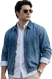 Urbano Plus Men's Relaxed Fit Full Sleeve Harrington Denim Jacket