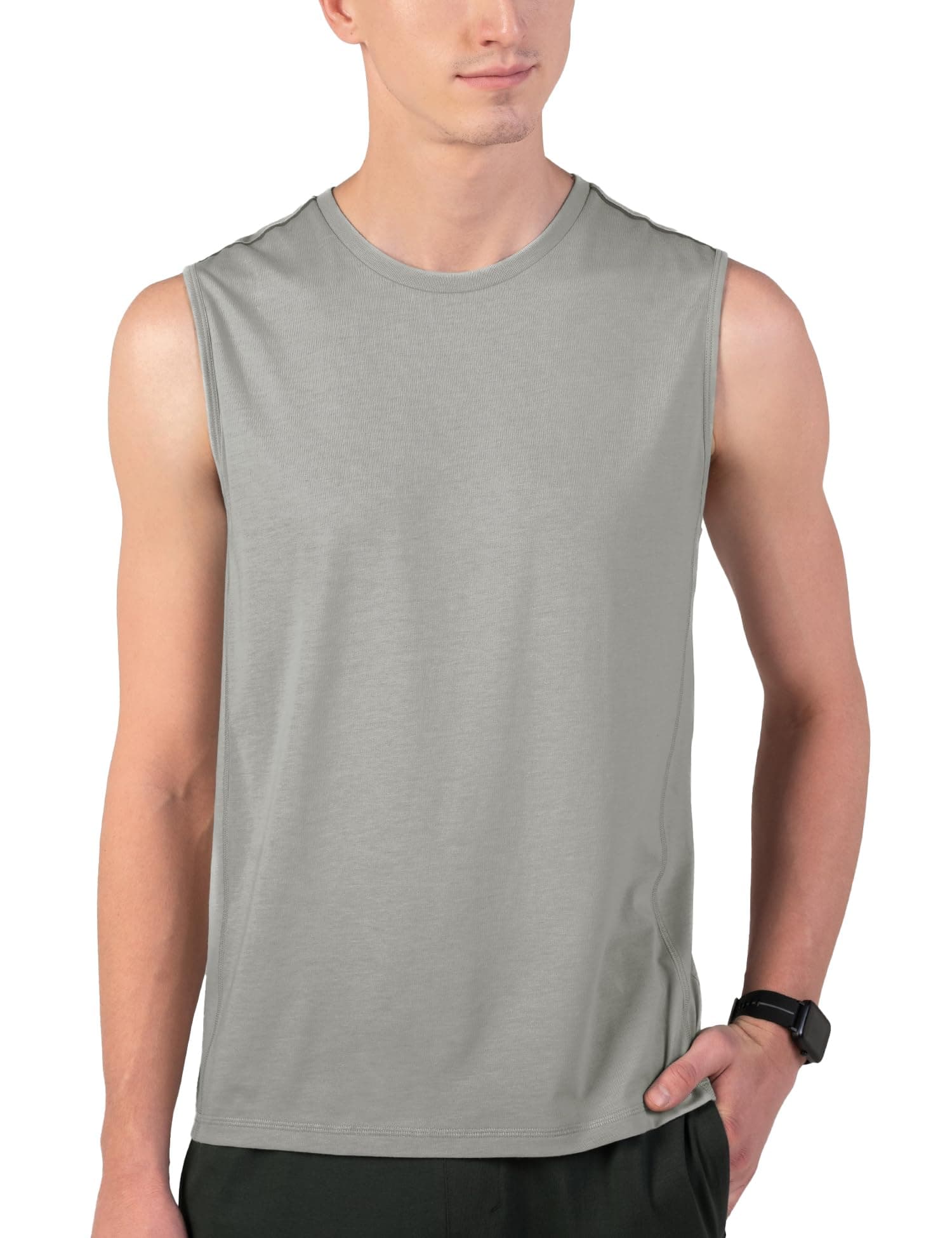 DAMENSCH Men's Cotton Blend Regular Fit Breeeze Gym Vests Workout, Ultra-Lightweight Gym Sando, Anti-Fade Cotton Blend Tank Top, Quick-Dry Sleeveless Vest