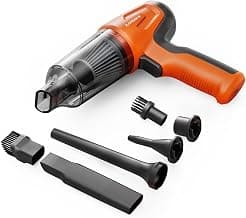 Ambrane 12kPA Powerful Suction 80W Wireless Hand Vacuum & 95000 RPM Air Blower 2in1 Wireless Vacuum Cleaner, BLDC Motor HEPA Filter,Compact & Lightweight for Car, Home use & Pet Hair, MiniVac02,Orange
