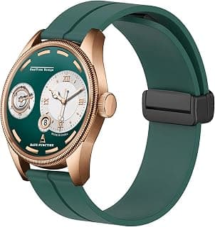 Generic 3D Glass Green Blak Chonograph Date Display Analoge Silicone Magnetic Strap Watch for Men
