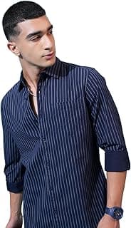 Highlander Men’s Slim Fit Striped Shirt | Full Sleeves | Everyday Wear Stylish Shirt for Men
