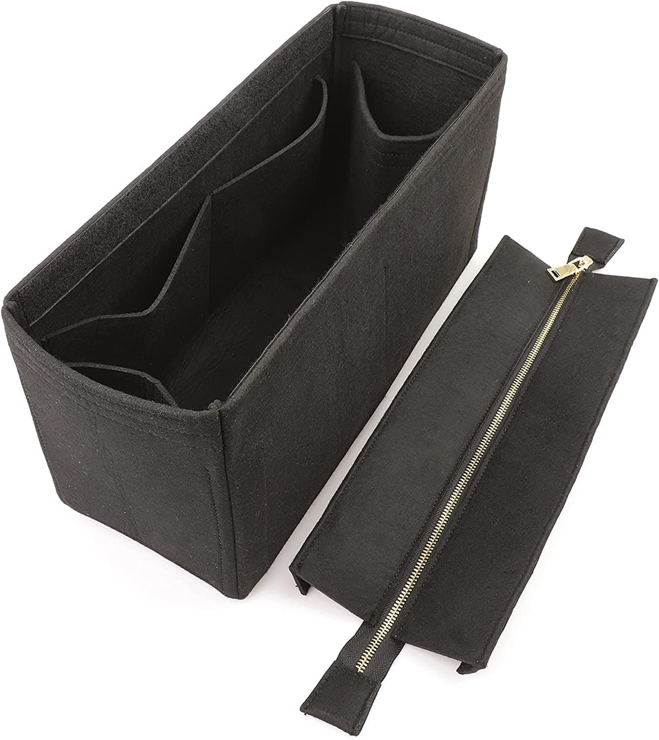 GREENSHEEP Felt Purse Organizer Insert for Handbags, Tote, Hobo Bag Storage Divider with Removable Metal Zipper Cover