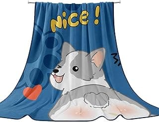 Super Soft Cartoon Baby Blanket 100x150 cm – Lightweight, Cozy Flannel for Toddlers (0–5 Years) with 4 Characters Stickers, Skin-Friendly All-Season AC Blanket for Boys & Girls (Blue)