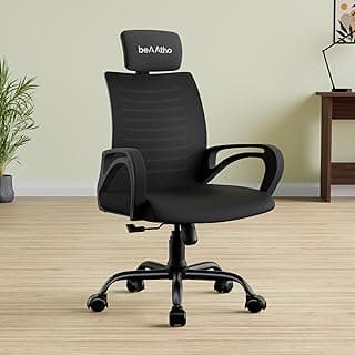 beAAtho® Verona Mesh High Back Ergonomic Home Office Chair with 3-Years Limited Warranty by beAAtho, Tilting & Height Adjustable Mechanism, Heavy Duty Metal Base Ideal for Office Work & Study (Black)