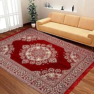 Carpets 5 Feet x 7 Feet Cotton Skin Friendly Runner Rug Mat for Dining Hall Living Room Hall (Kalin Carpet 55"x86")(5 x 7 Feet) Red