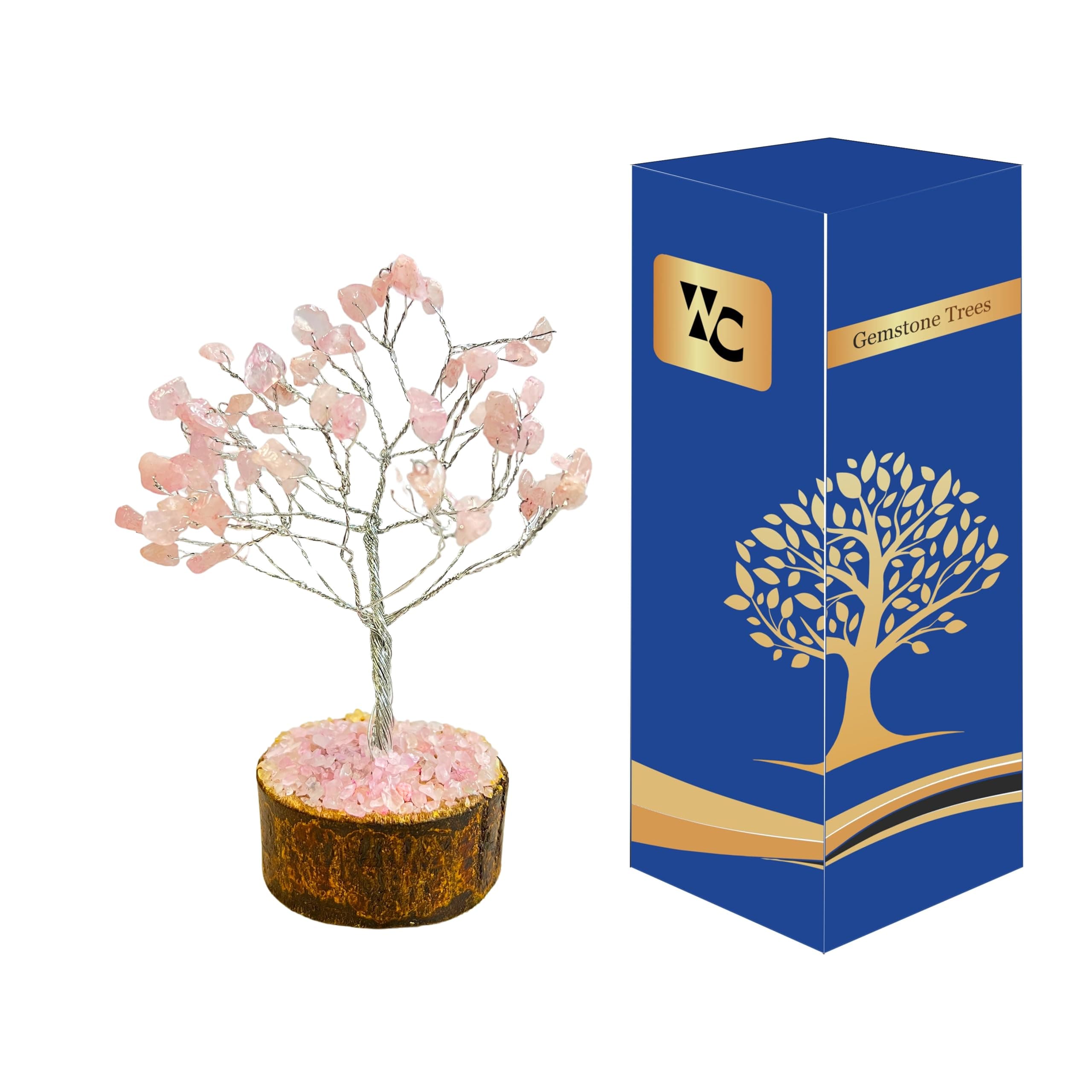 Wonder Care Rose Quartz Crystal Tree for Home Decorations | Crystals and Healing Stones, Room Crystal Decor Tree | Crystal Gifts, Gem Tree, Christmas Tree, Stands for Real Tree [Rose Quartz 60 Beads]