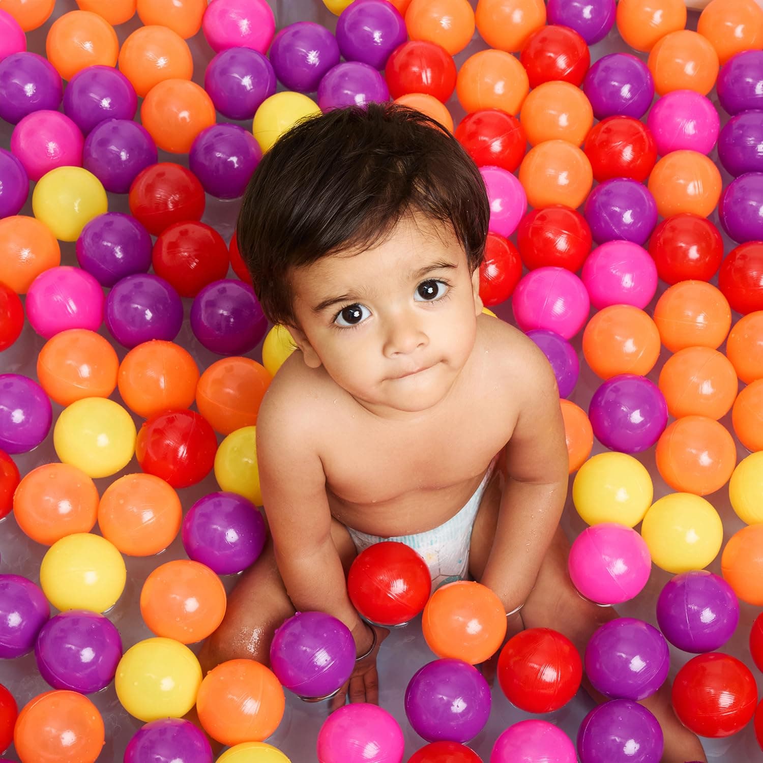 Amazon Brand - Jam & Honey Pit Balls for Kids 12+ Months, BIS Certified BPA Free Non Toxic Plastic 6 cm, 150 Soft for Pool,Tent and Play Area