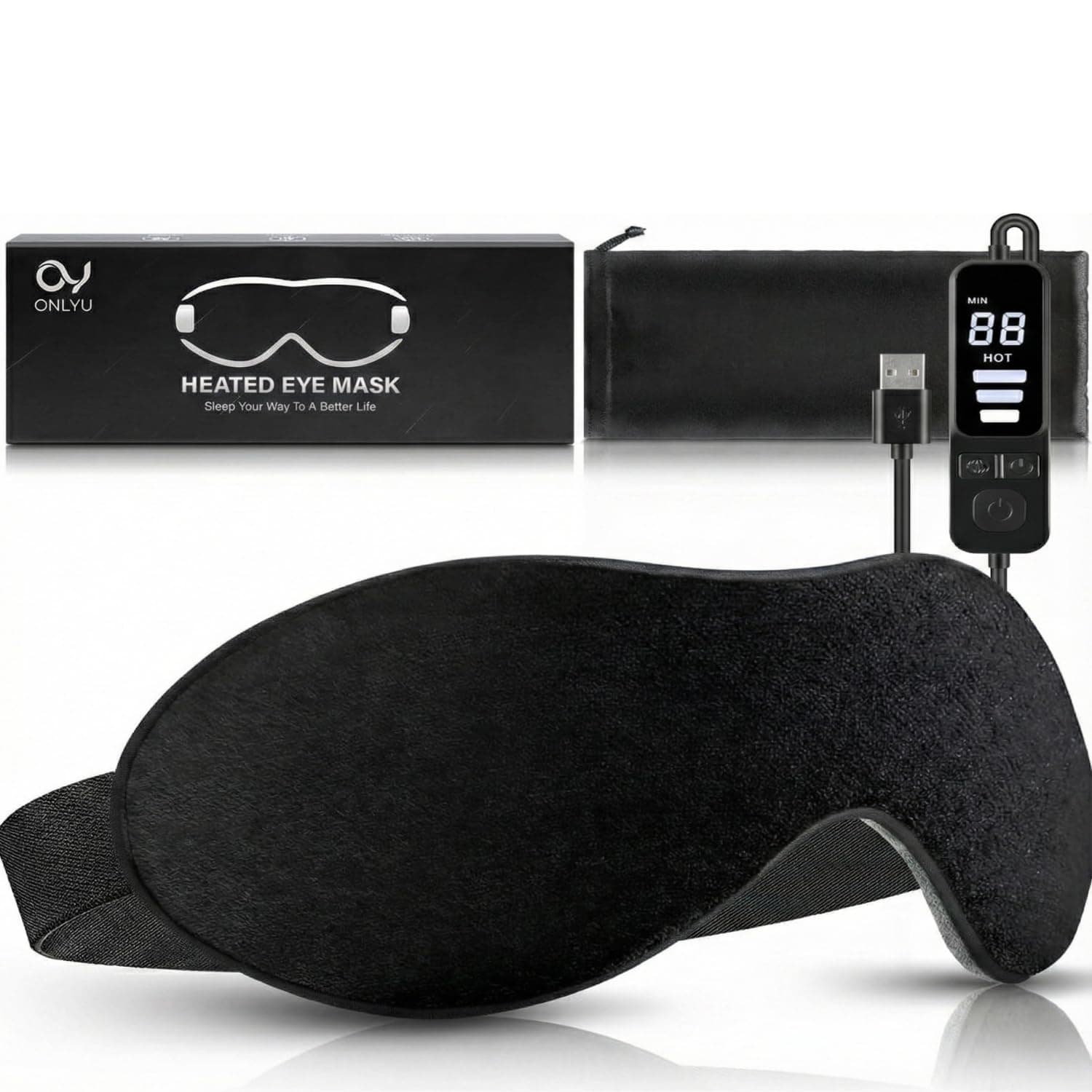 ONLYU Heated Eye Mask for Dry Eyes, Warm Eye Compress with Flaxseed for MGD, Dry Eye Syndrome, Chalazion Blepharitis Stye Eye Treatment, Steam Moist to Unclog Glands