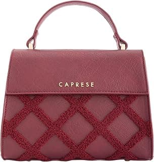 Caprese Athena Small Chenille Embroidery Faux Leather Satchel for Women | Elegant Multi-Compartment Shoulder Handbag with Adjustable & Detachable Strap | Premium Magnetic Button Closure