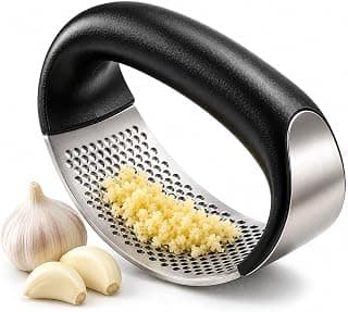 Stainless Steel Garlic Mincer & Crusher with Ergonomic Handle, Manual Garlic Press Chopper, Ginger Crusher & Garlic Cutter for Kitchen Use (Black)