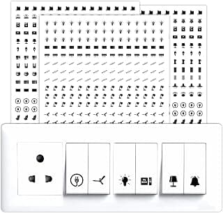 Trueflair Stickers for Switch Board for Home Wall Switches, Contain All Common Switch Stickers (Transparent Black & White)