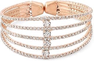 ZAVERI PEARLS Rose Gold Tone Dazzling Austrian Diamonds Embellished Party Bling Cuff Bracelet For Women-ZPFK12103