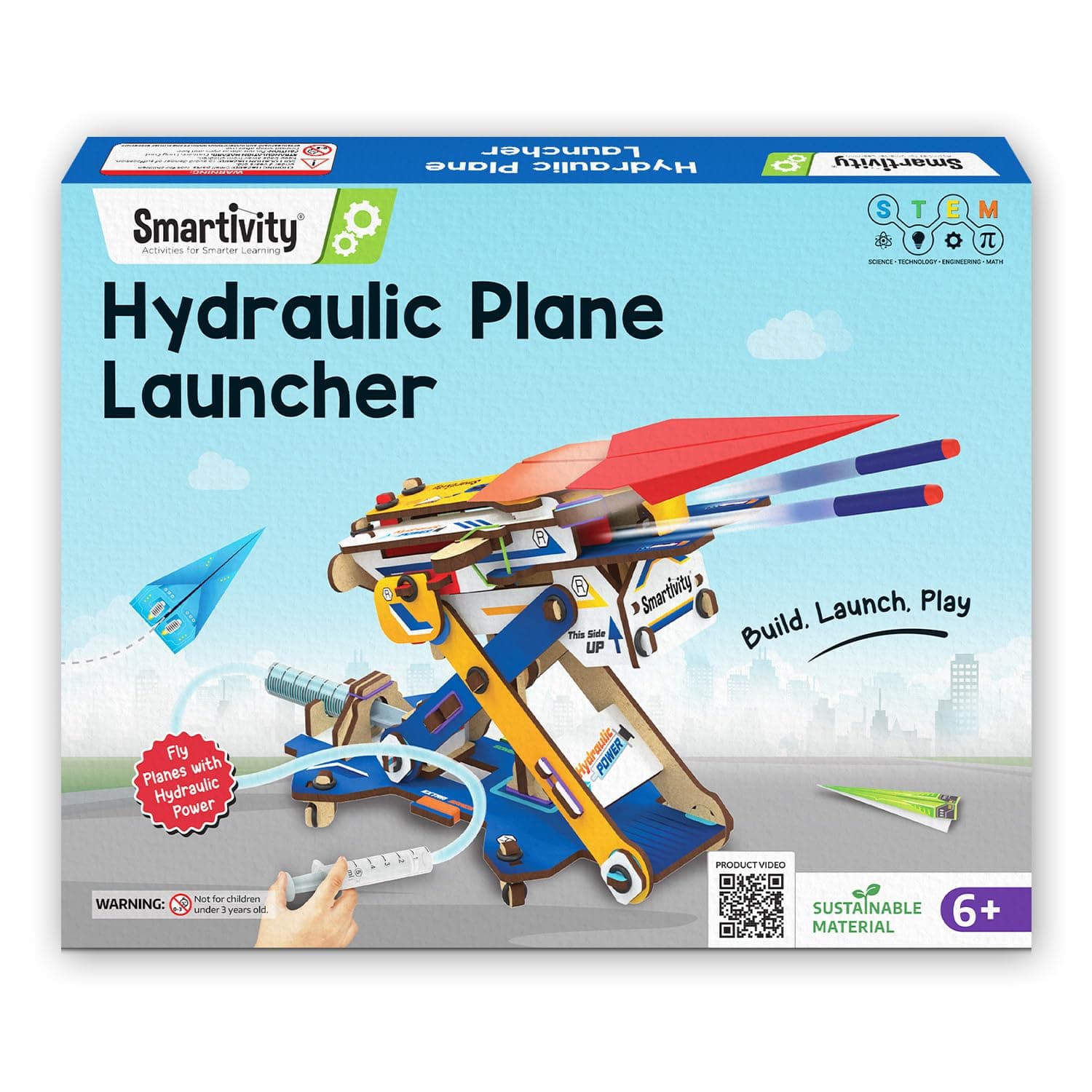 Smartivity 2in1 Hydraulic Aeroplane & Dart Launcher Toy for Kids 6-8-10-12-14 Years Old | Shoots Planes/Darts Far in Air I Birthday Gifts for Boys & Girls | DIY Science Toy for Kids 6-14