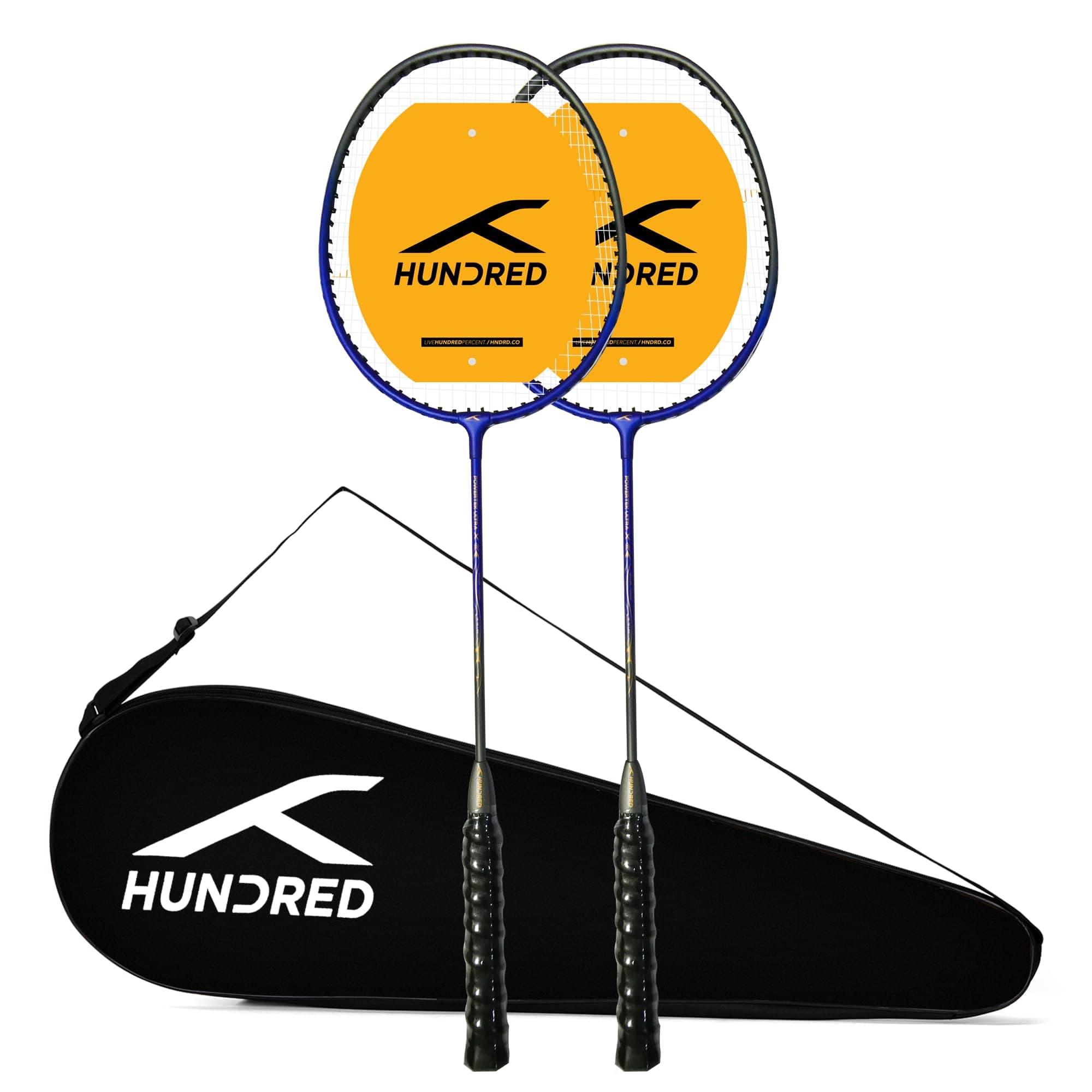 Hundred Powertek Ultra X Set of 2 Strung Badminton Racket with Full Cover | Beginner Friendly Combo