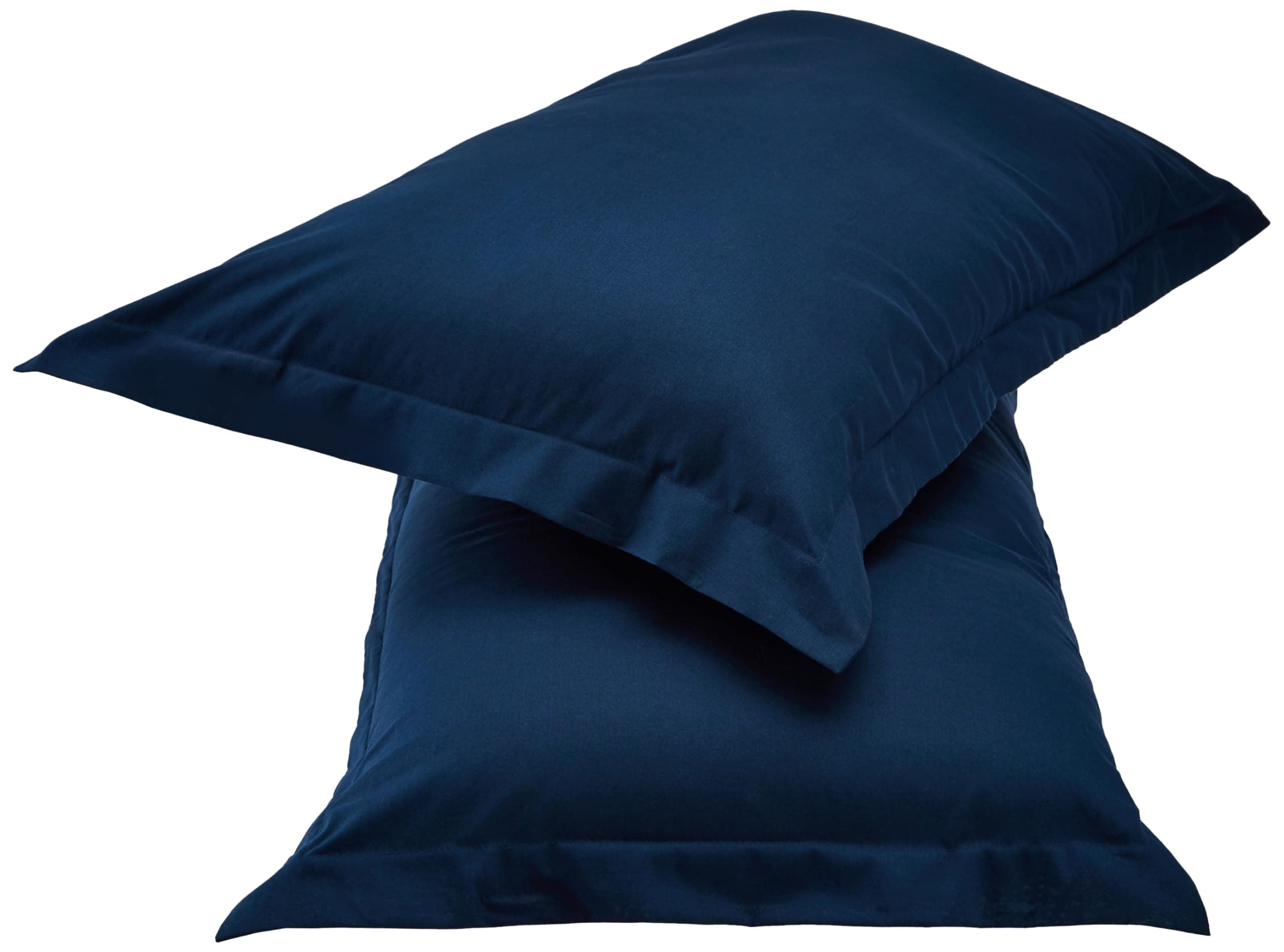 Amazon Brand - Solimo Elegant Navy Blue Pillow Cover, Brushed Cotton (Set of 2, Navy Blue, 17" X 27"), Solid, 68L x 43W Centimeters, 144 Thread Count