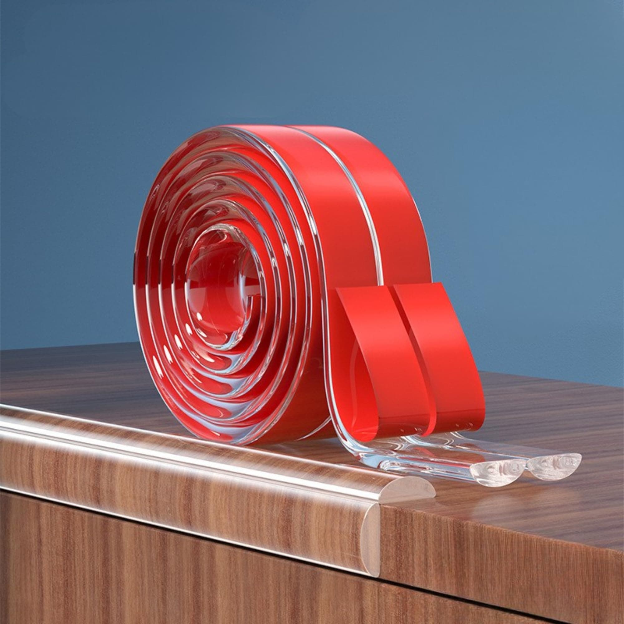 OLWICK 1 Meter Clear Self-Adhesive Countertop & Table Edge Protector – Transparent Oval-Shaped Spill/Impact Guard Strip for Desks, Kitchen Counters, Workbenches & Furniture, 20x20mm, Pack of 1