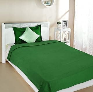 All Season Multipurpose Plain Polar Fleece Single Bed Light Weight Blanket, Color- Green (228 x 152 cm)