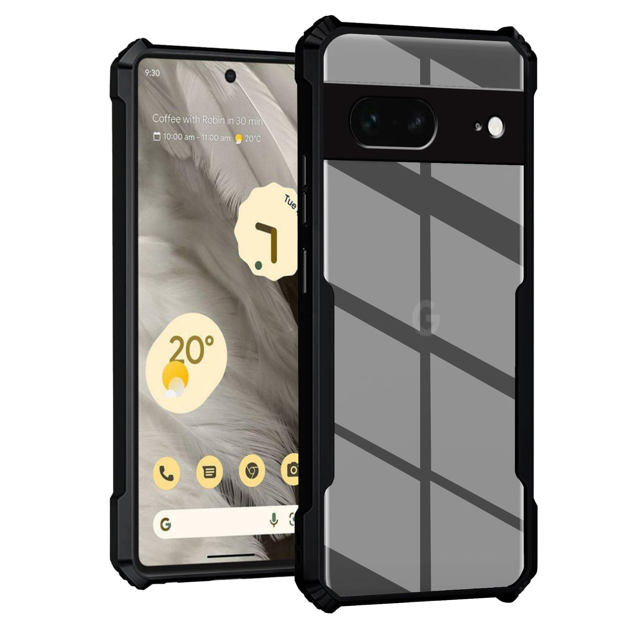 Amazon Brand - Solimo Clear Back Cover Case for Google Pixel 7 | 360 Degree Protection | Transparent Back Cover Case for Google Pixel 7 (PC & TPU, Black Bumper)