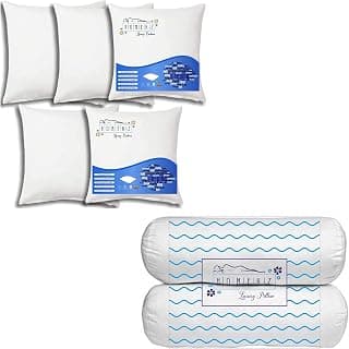 Homerz Diwan Set of 5 Cushion and 2 Bolster, Cushion Size- 16 x 16 inch, Bolster Size- 15 x 30 inch, Vacuum Pack (Diwan Set (5 Cushion+2 Bolster))