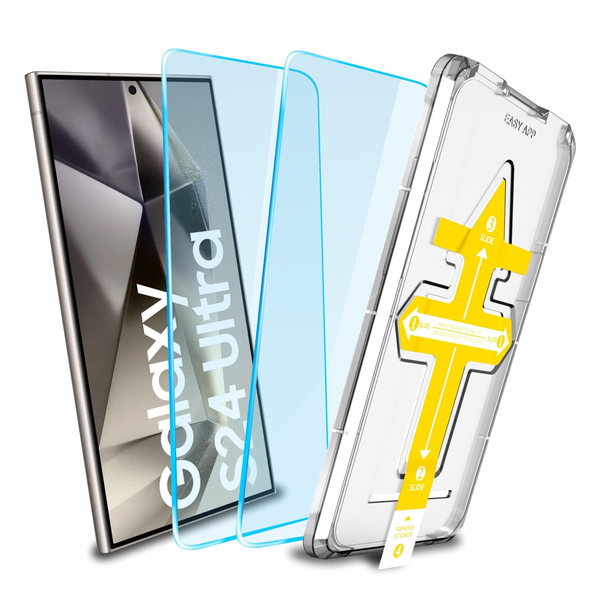 Affix 2 Pack for Galaxy S24 Ultra Tempered Glass, Screen Protector Guard with Easy Fix Installation Tool, 9H Hardness Shatterproof, HD Clear Scratch Resistant