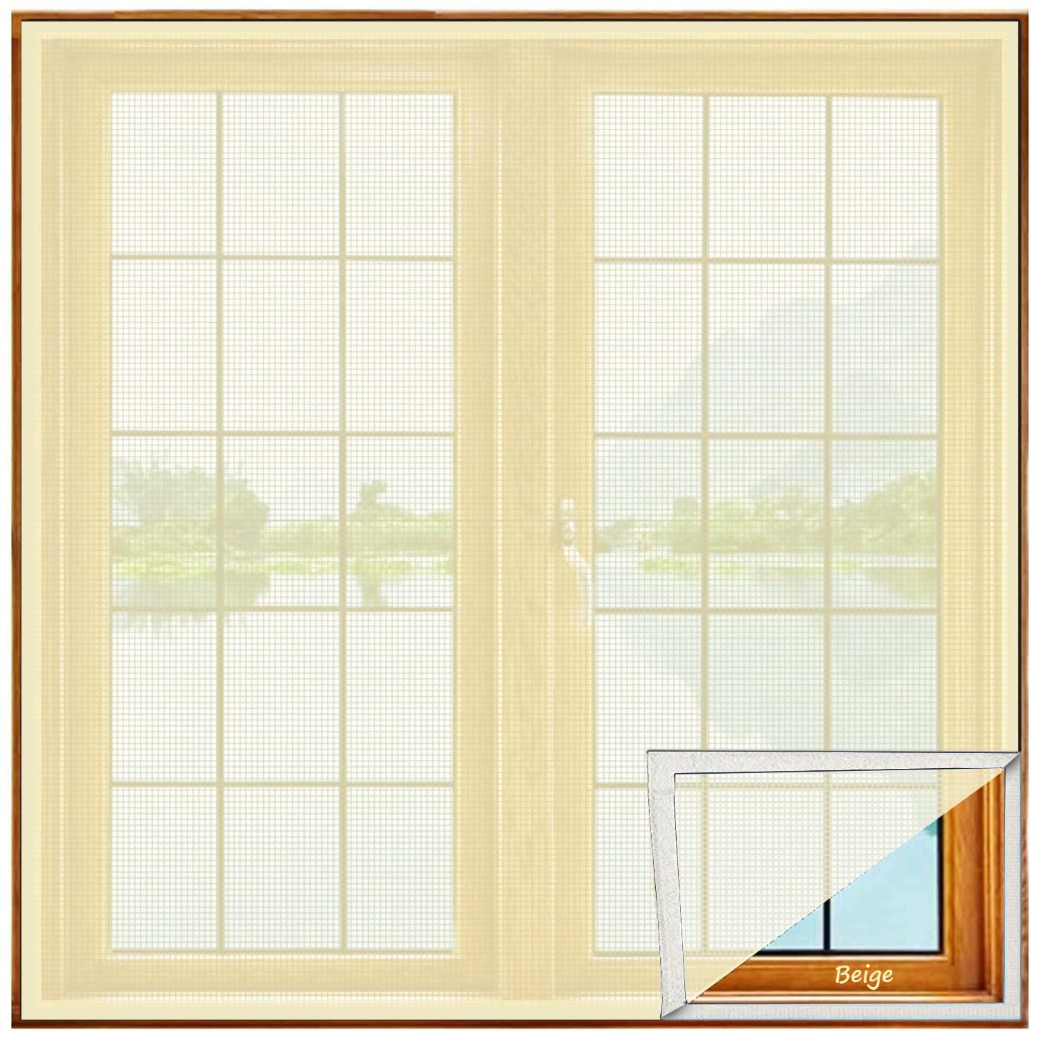 Upgraded & Stitched - LifeKrafts Customized Window Mosquito Net (Size-80x110cms/32x43 Inches/2.62x3.61 Feet, Color-Beige) 120 GSM Fiberglass Insect Net Pre-Stitched to Net - Ready to use Net
