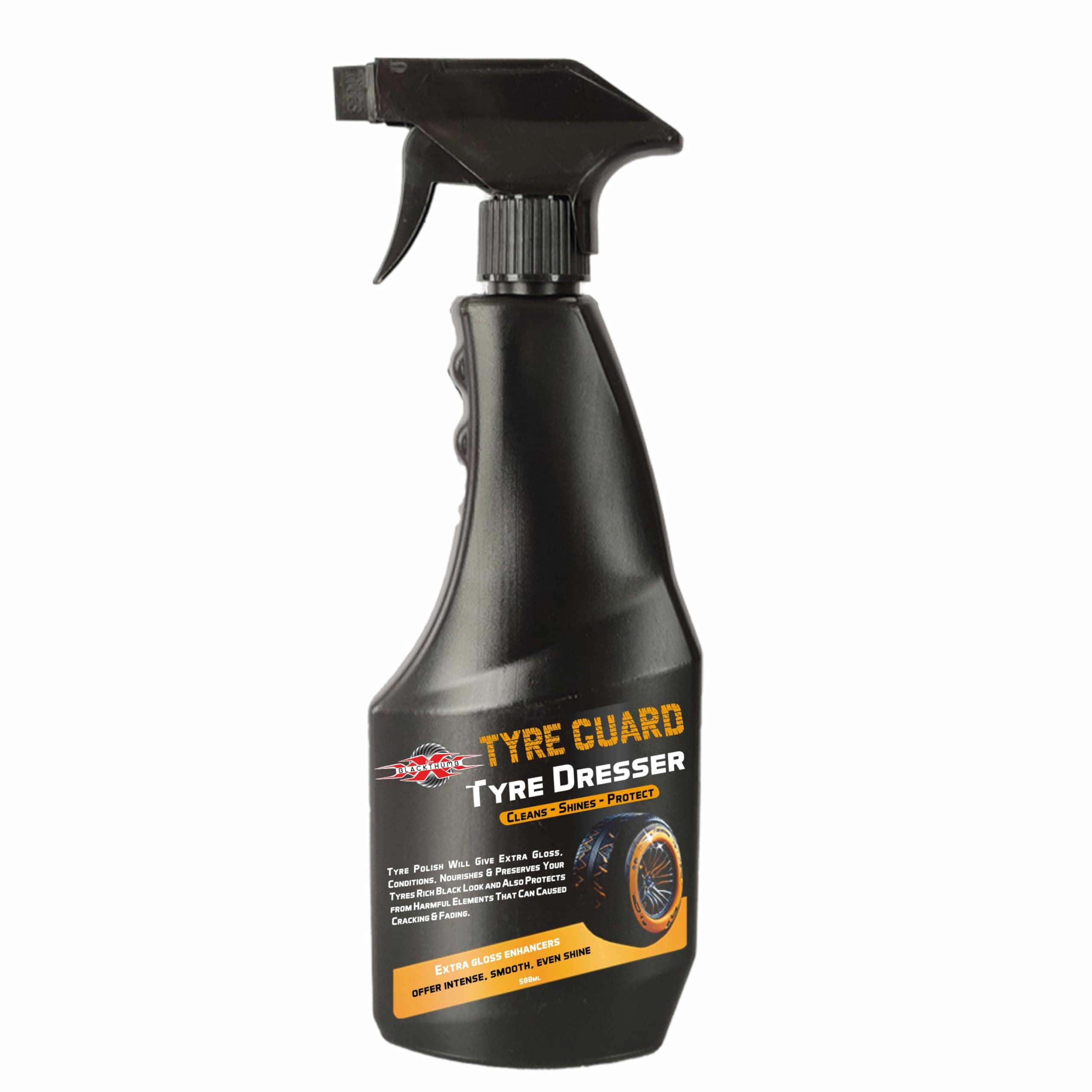 Urba Black Thumb Tyre Dresser (500 ml) | Long-Lasting Tyre Gloss | Prevents Fading & Cracks | Non-Greasy Finish | Pleasant Fragrance | Easy Spray Application