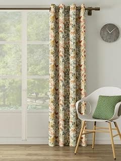 DDecor Premium Room Darkening Readymade Door 7 FT Curtain with Eyelet Style | Polyester Fabric | Stylish Leaves Curtain for Living Room & Bedroom | 135 CM X 225 CM | Set of 1 - Orange