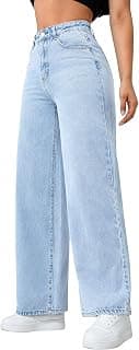 Generic Women Straight fit High Rise Jeans | Blue Loose Fit Denim Pants | High Waist Style Cotton Jeans for Women & Girls